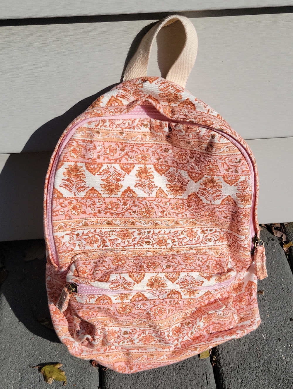 Mini Billabong Backpack-Pink, White, and Orange Print